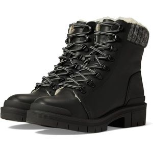Mia WYN Shearling lined Black Combat Boot 6.5